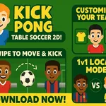 Experimente uma fusão única de futebol de mesa e pong neste jogo de futebol de arcade de ritmo acelerado. Desafie a IA ou um amigo no mesmo dispositivo. Jogue…
